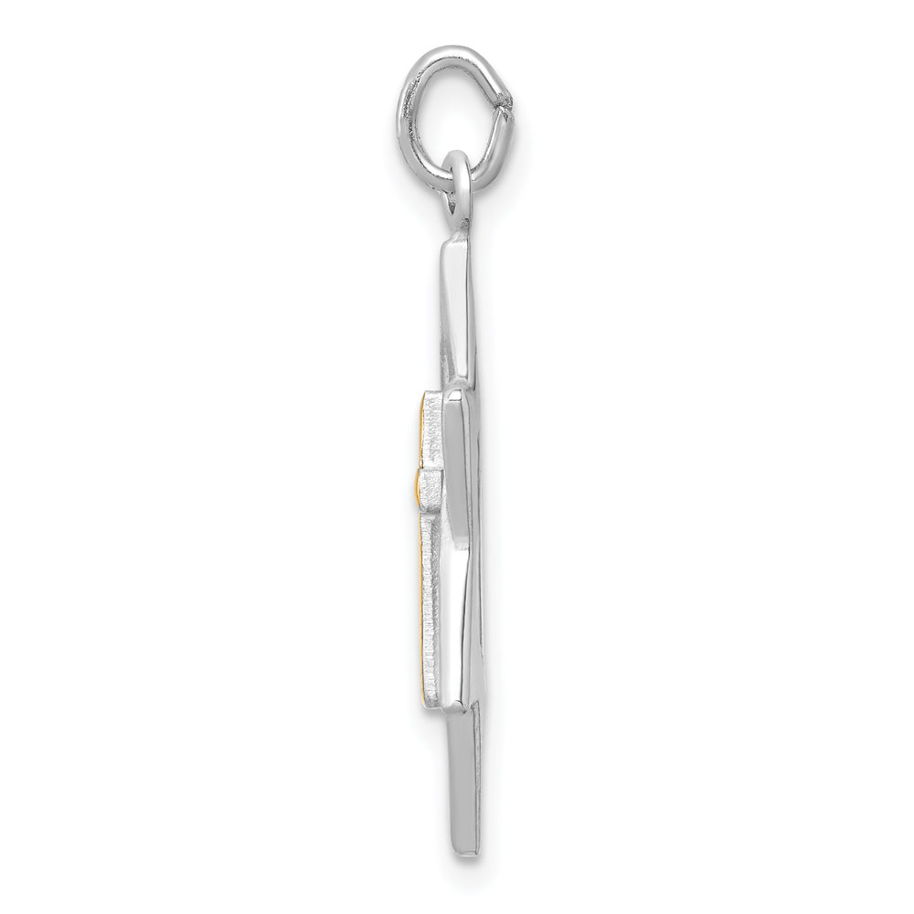 Sterling Silver Gold-tone Cross Star of David Charm Pendant