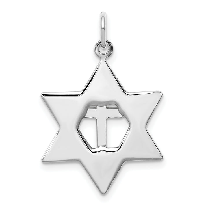 Sterling Silver Gold-tone Cross Star of David Charm Pendant