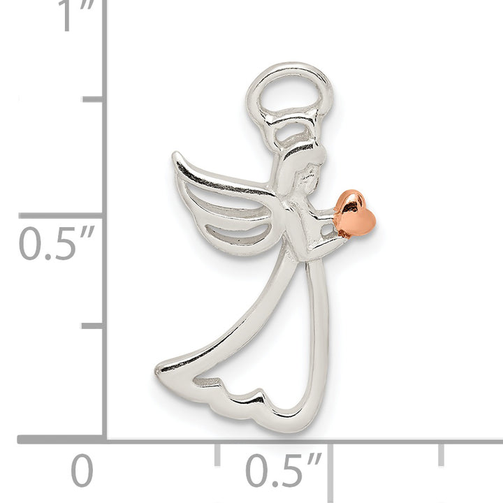 Sterling Silver and Rose-tone Polished Angel Pendant