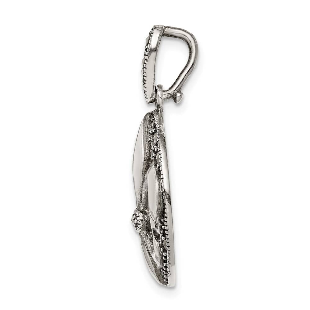 Lovely Rita's Pendants & Charms Sterling Silver Antiqued Marcasite Fleur De Lis Pendant