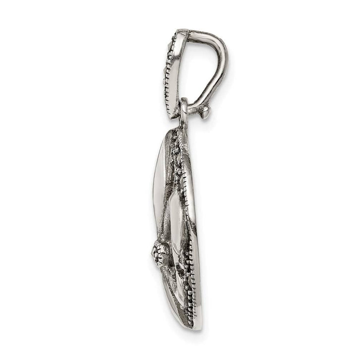 Lovely Rita's Pendants & Charms Sterling Silver Antiqued Marcasite Fleur De Lis Pendant