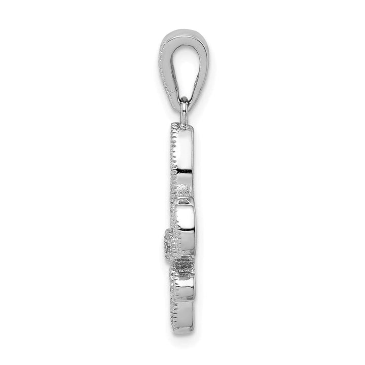 Lovely Rita's Pendants & Charms Sterling Silver Polished CZ Fleur De Lis Pendant