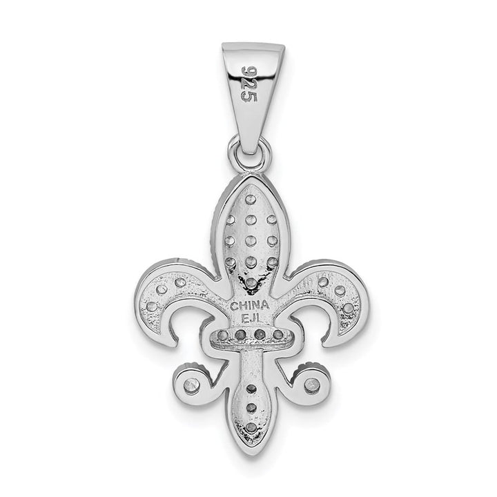 Lovely Rita's Pendants & Charms Sterling Silver Polished CZ Fleur De Lis Pendant