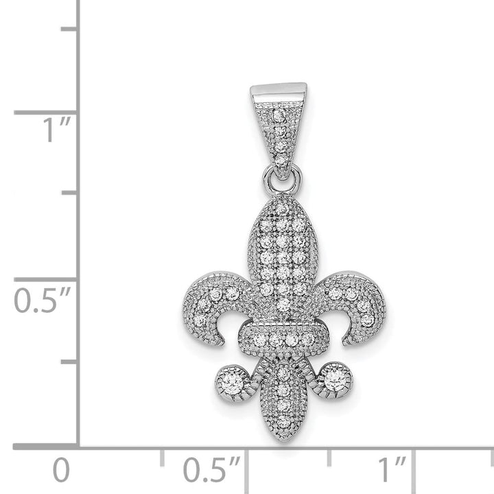Lovely Rita's Pendants & Charms Sterling Silver Polished CZ Fleur De Lis Pendant