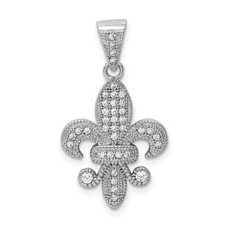 Lovely Rita's Pendants & Charms Sterling Silver Polished CZ Fleur De Lis Pendant