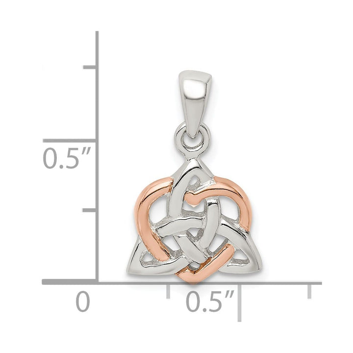 Lovely Rita's Pendants & Charms Sterling Silver Trinity Knot and Rose-Tone Heart Pendant