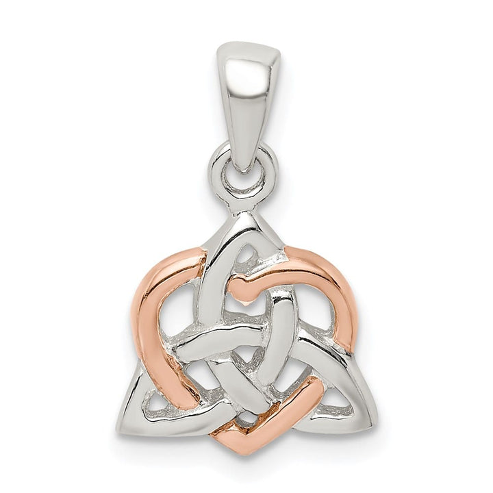 Lovely Rita's Pendants & Charms Sterling Silver Trinity Knot and Rose-Tone Heart Pendant