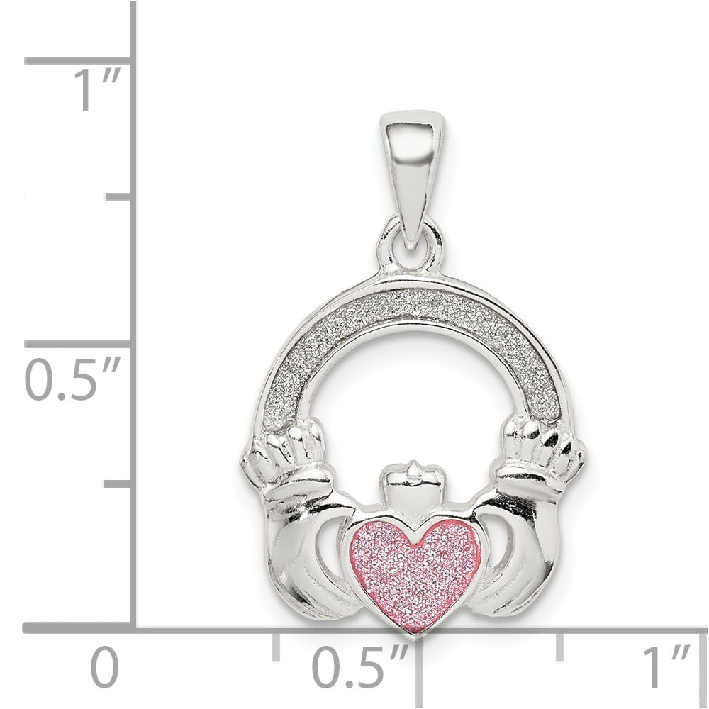 Lovely Rita's Pendants & Charms Sterling Silver Glitter Infused Claddagh Pendant