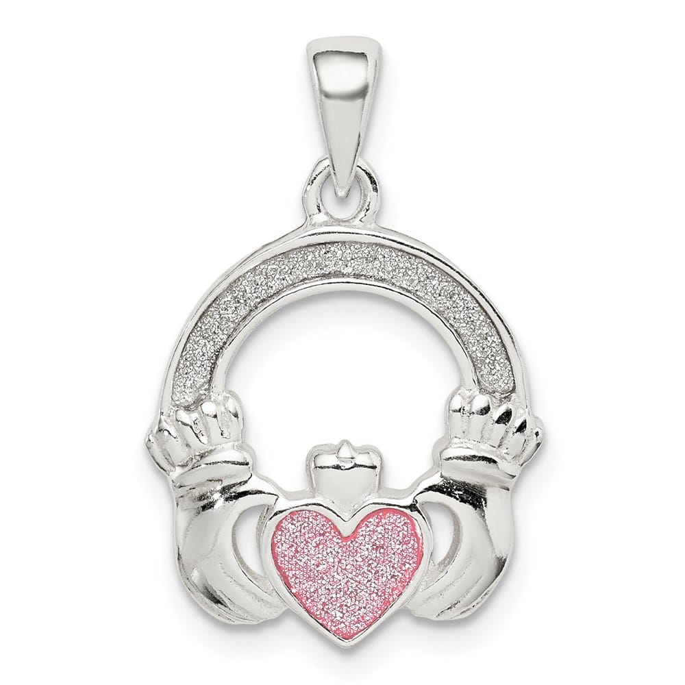 Lovely Rita's Pendants & Charms Sterling Silver Glitter Infused Claddagh Pendant
