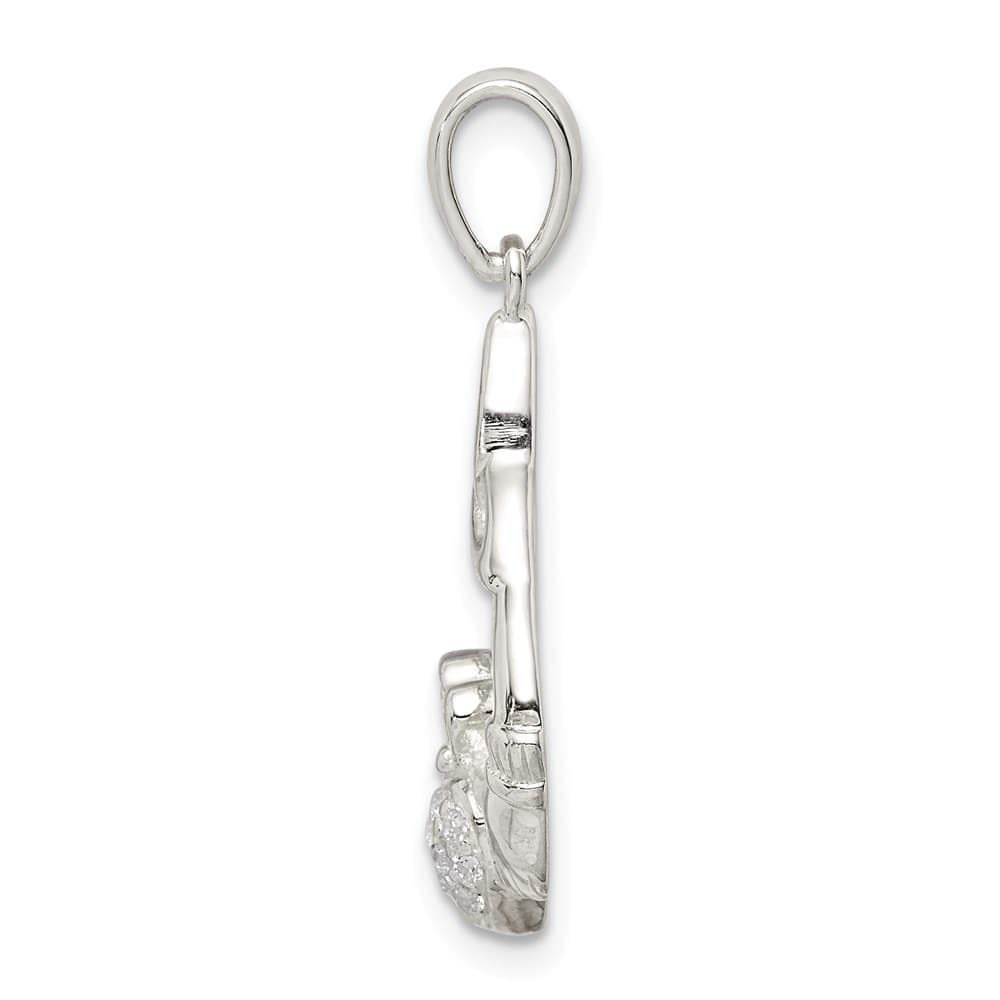 Lovely Rita's Pendants & Charms Sterling Silver Polished CZ Claddagh with Trinity Knot Pendant