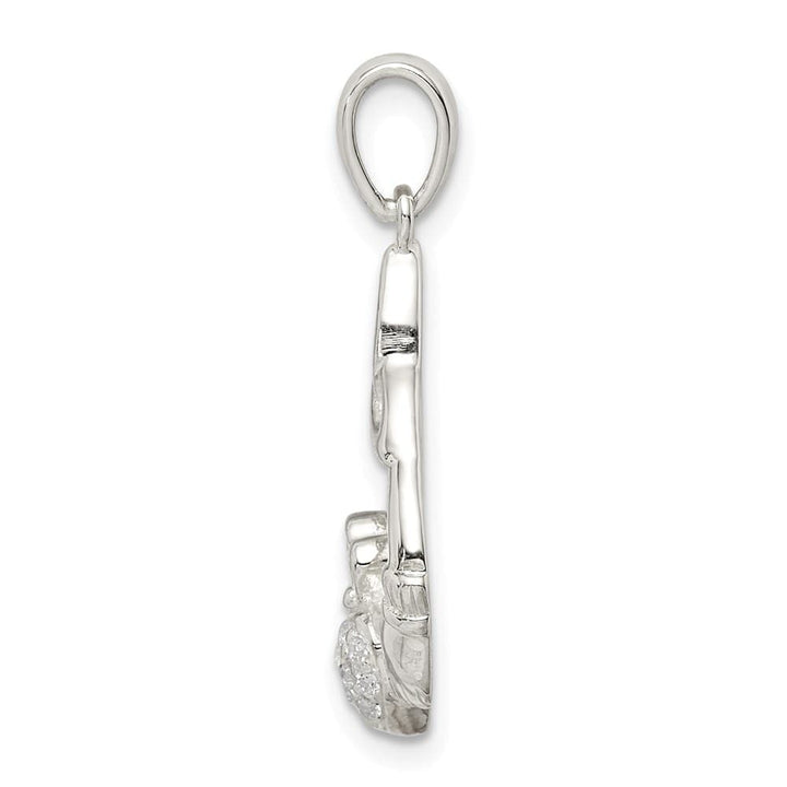 Lovely Rita's Pendants & Charms Sterling Silver Polished CZ Claddagh with Trinity Knot Pendant