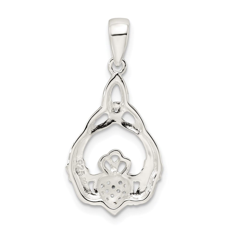 Lovely Rita's Pendants & Charms Sterling Silver Polished CZ Claddagh with Trinity Knot Pendant