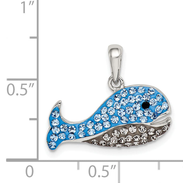 Sterling Silver Blue and Grey Preciosa Crystal Whale Pendant