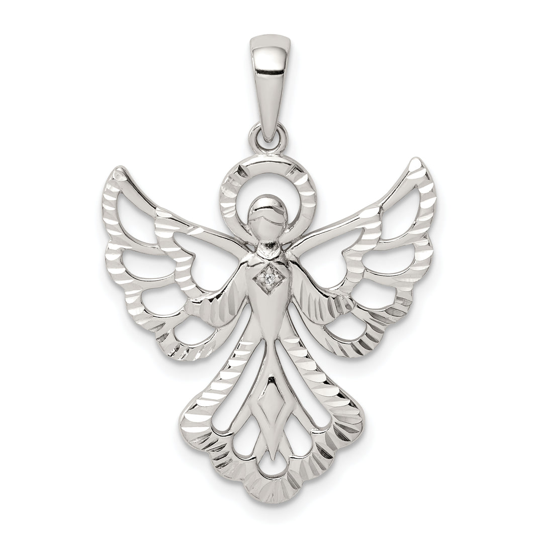 Sterling Silver Diamond and D.C. Angel Pendant