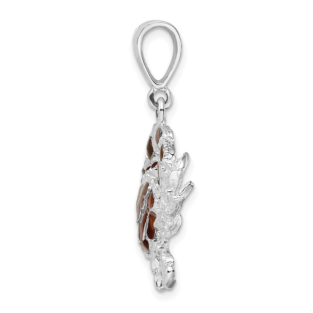 Sterling Silver Enameled Brown Crab Pendant