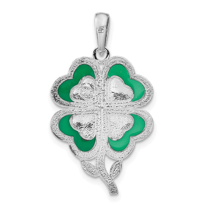 Lovely Rita's Pendants & Charms Sterling Silver Polished Enameled 4-Leaf Clover Pendant