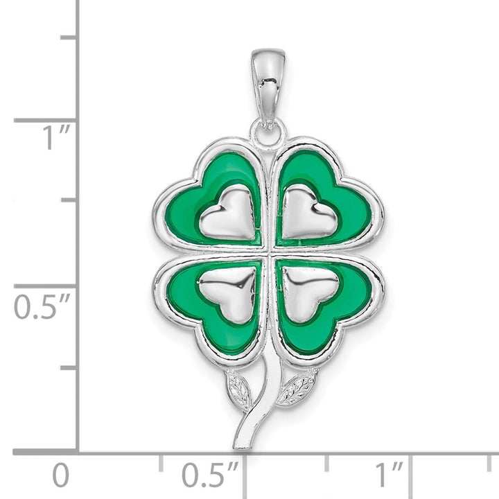 Lovely Rita's Pendants & Charms Sterling Silver Polished Enameled 4-Leaf Clover Pendant