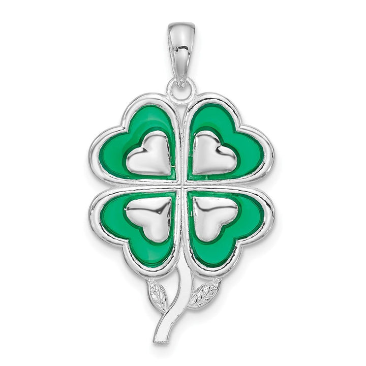 Lovely Rita's Pendants & Charms Sterling Silver Polished Enameled 4-Leaf Clover Pendant