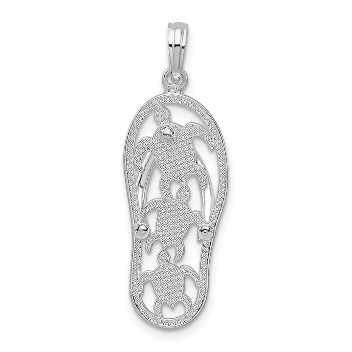 Sterling Silver 3D Cut-Out Turtles Flip-flop Pendant