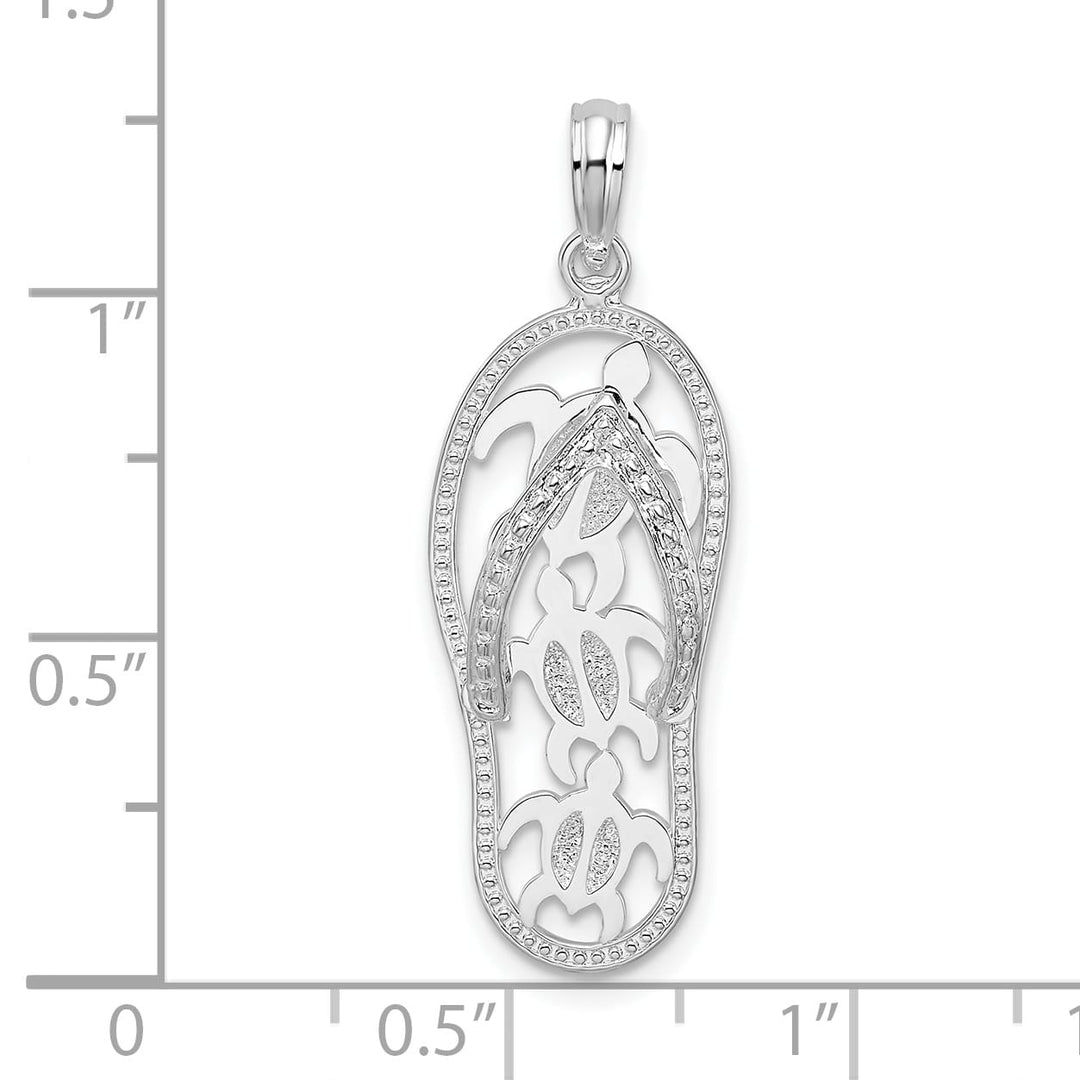 Sterling Silver 3D Cut-Out Turtles Flip-flop Pendant