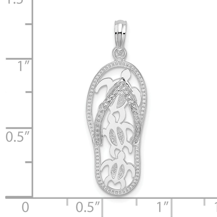Sterling Silver 3D Cut-Out Turtles Flip-flop Pendant