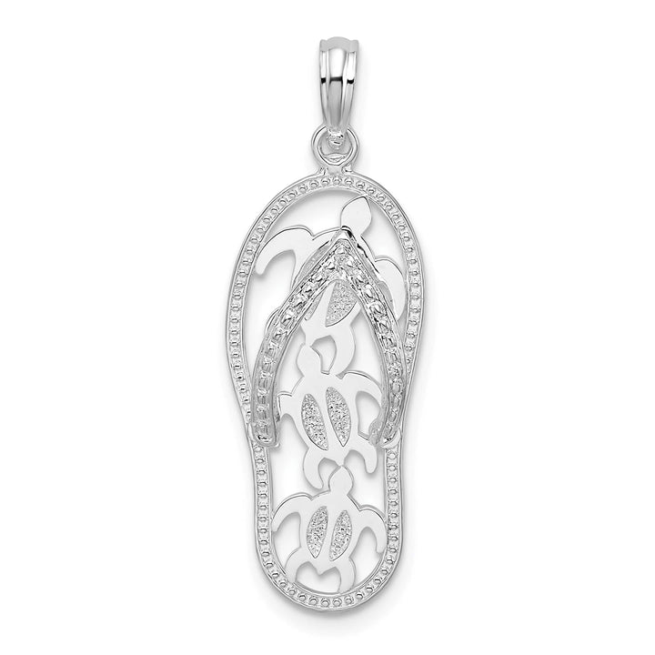 Sterling Silver 3D Cut-Out Turtles Flip-flop Pendant