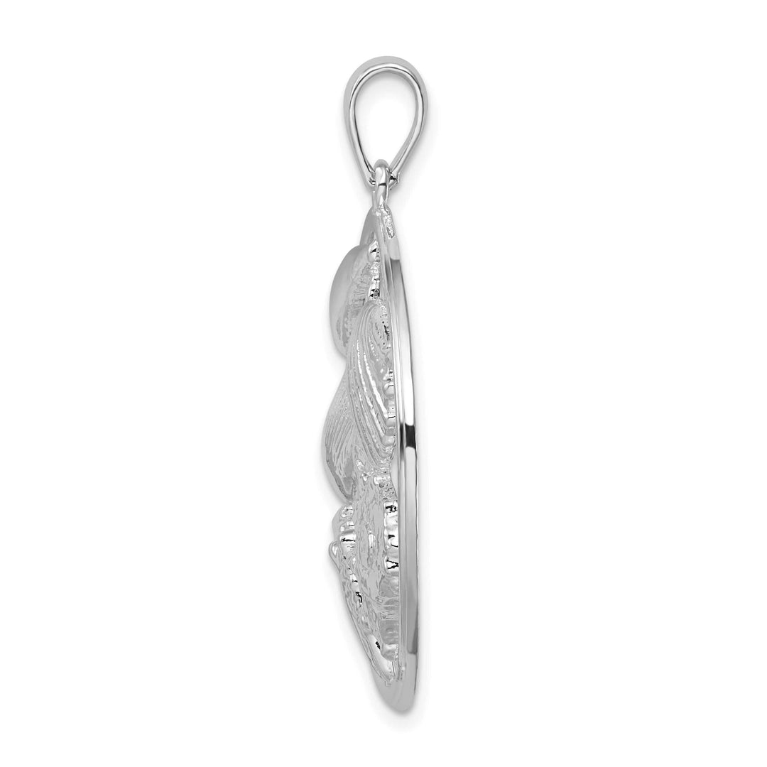 Sterling Silver Shells Large Round Pendant