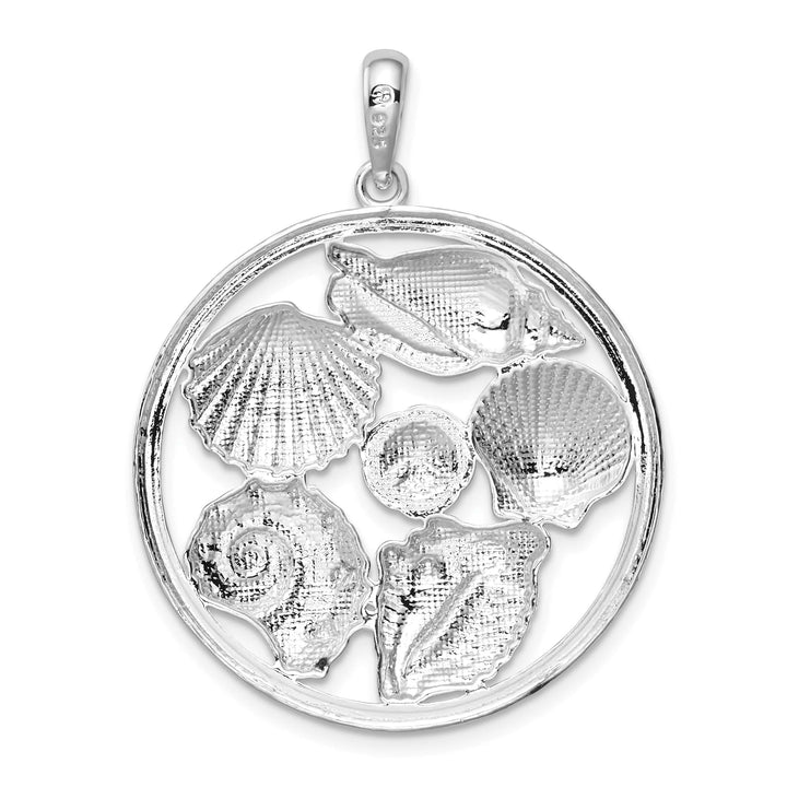 Sterling Silver Shells Large Round Pendant