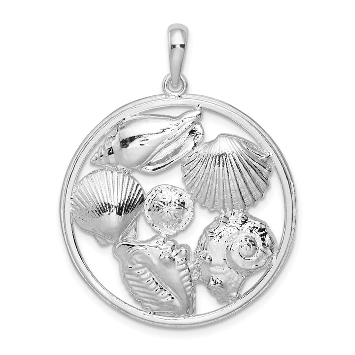 Sterling Silver Shells Large Round Pendant