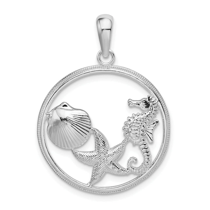 Sterling Silver Sea Life Round Pendant