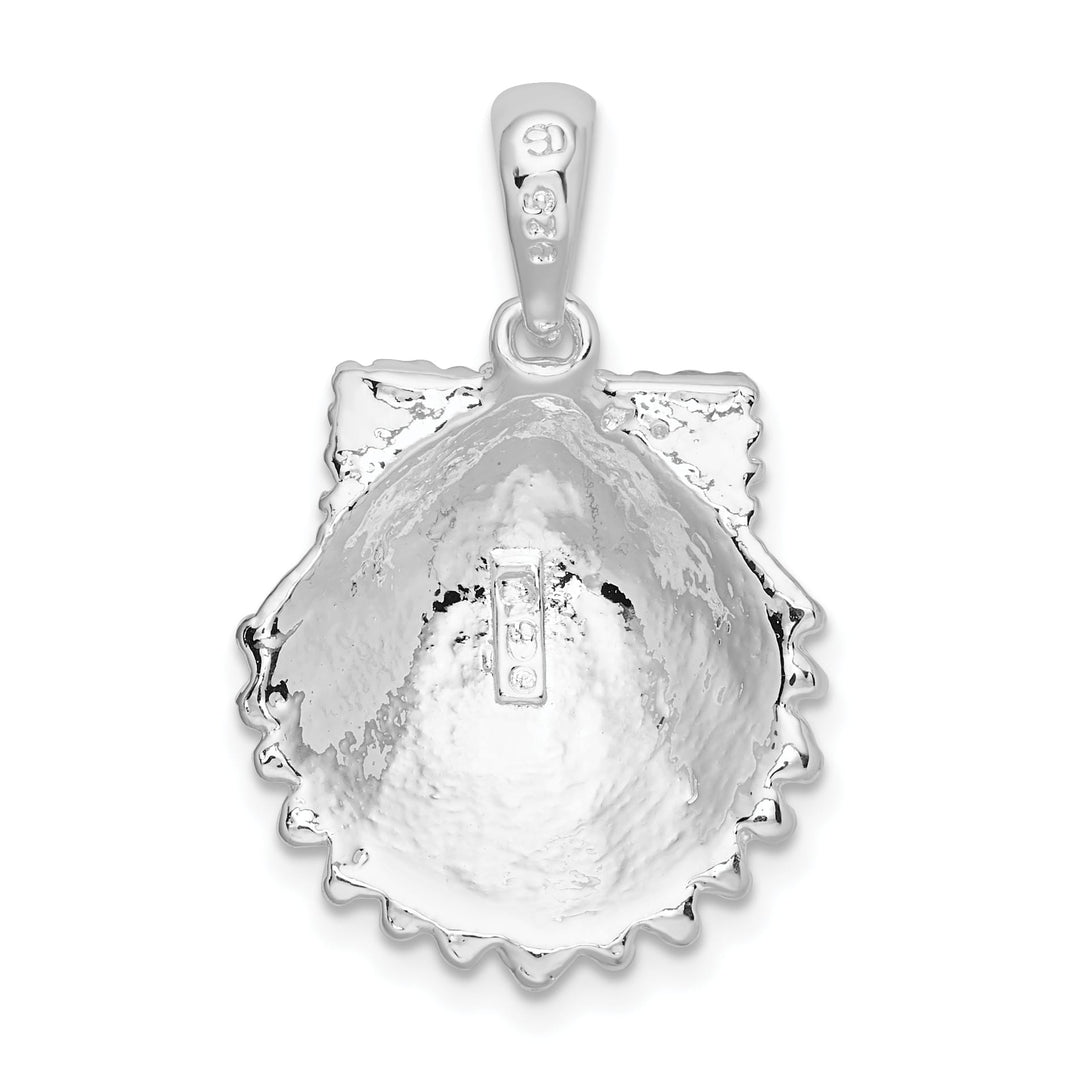 Sterling Silver Beaded Scallop Shell Pendant
