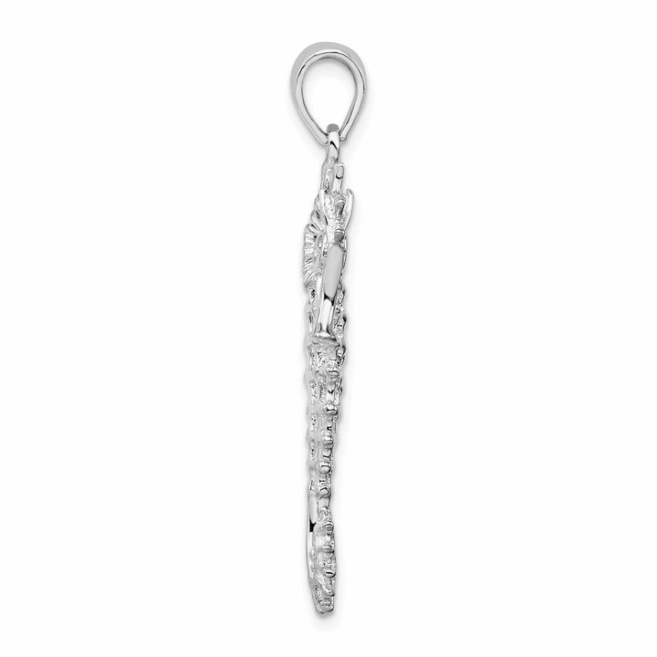 Sterling Silver Textured 3D Seahorse Pendant