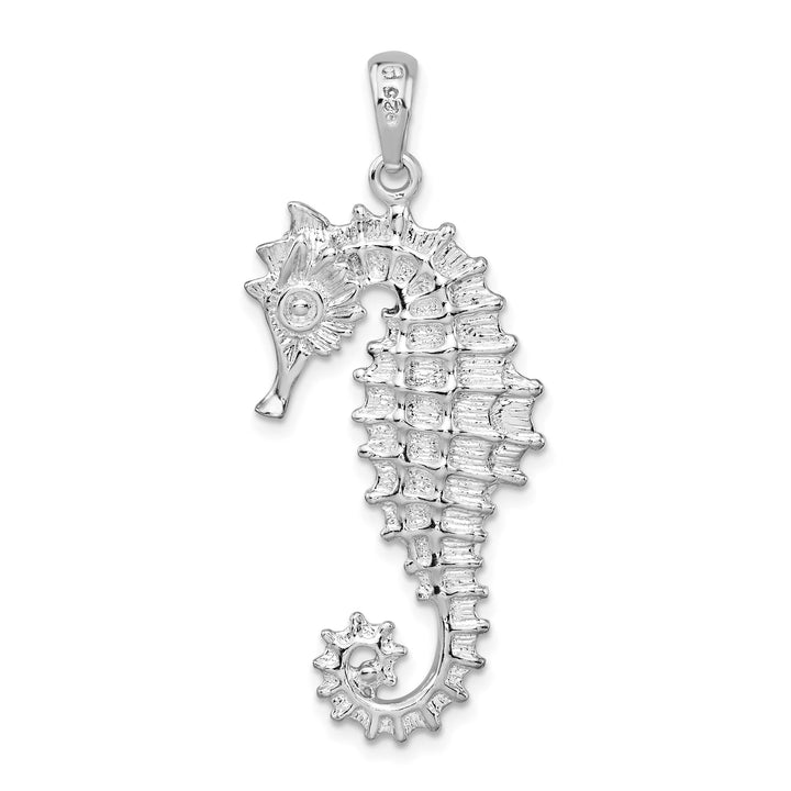 Sterling Silver Textured 3D Seahorse Pendant