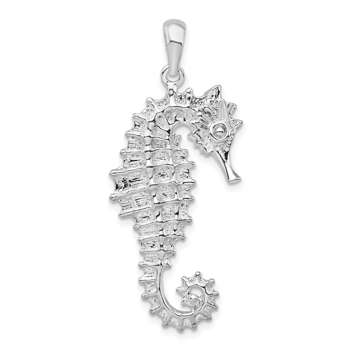 Sterling Silver Textured 3D Seahorse Pendant