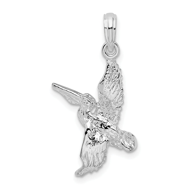 Sterling Silver 3D Flying Pelican Pendant