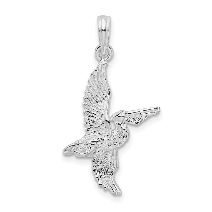 Sterling Silver 3D Flying Pelican Pendant