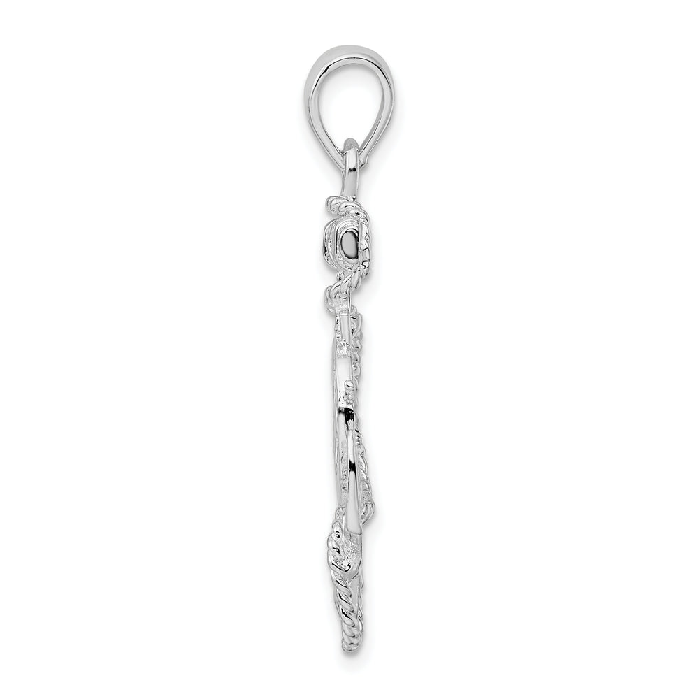 Sterling Silver Anchor with Ships Wheel Pendant