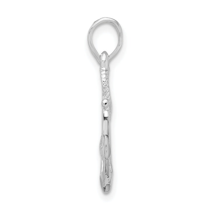 Sterling Silver and Textured 3D Anchor with Rope Pendant