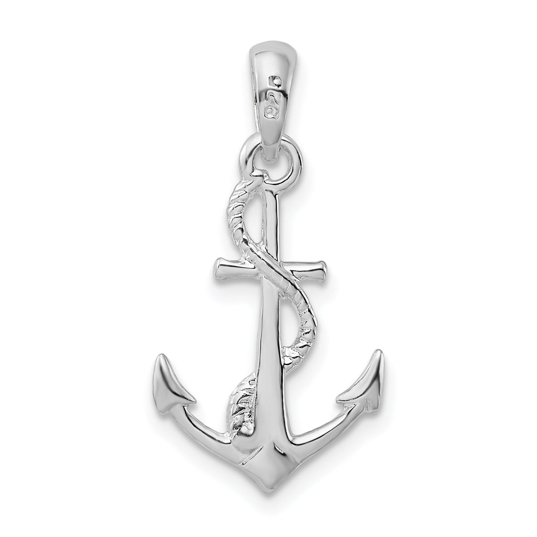 Sterling Silver and Textured 3D Anchor with Rope Pendant