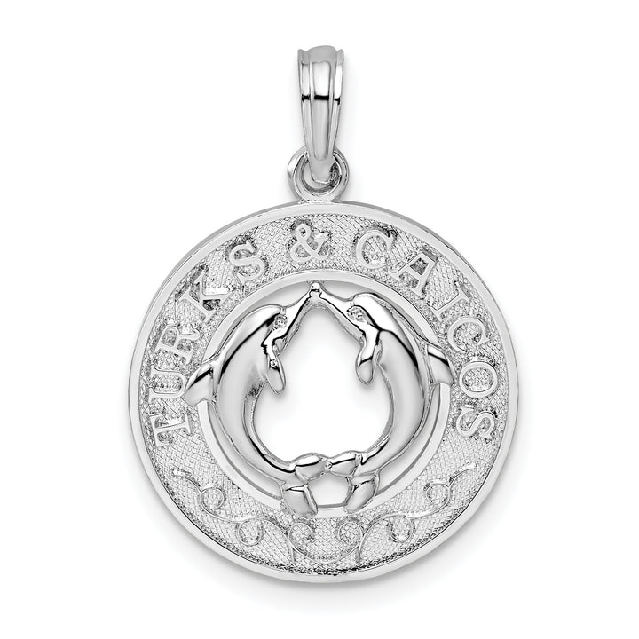 Sterling Silver Textured Turks and Caicos Dolphins Pendant