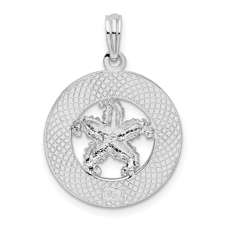 Sterling Silver Textured Siesta Key Florida with Starfish Pendant