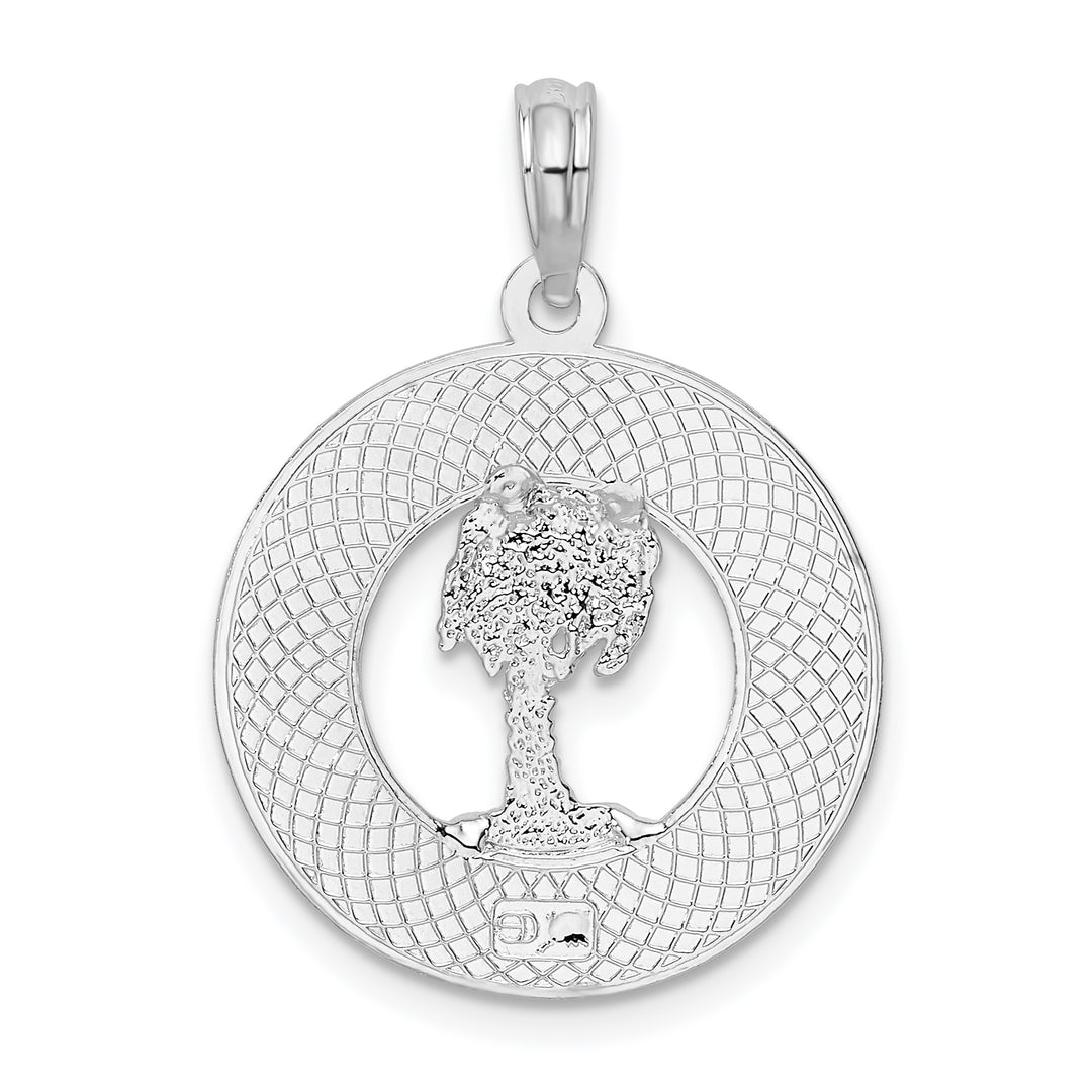 Sterling Silver Textured Key West with Palm Tree Pendant