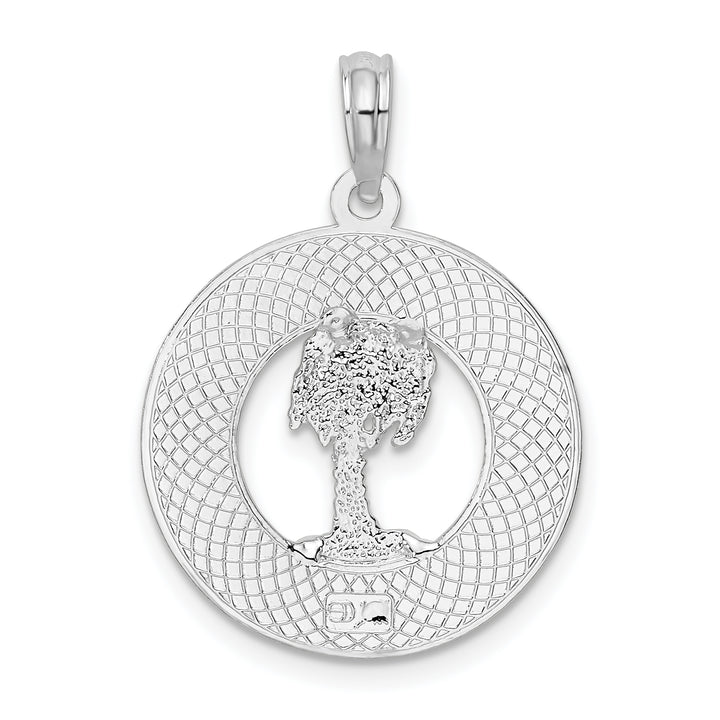 Sterling Silver Textured Key West with Palm Tree Pendant