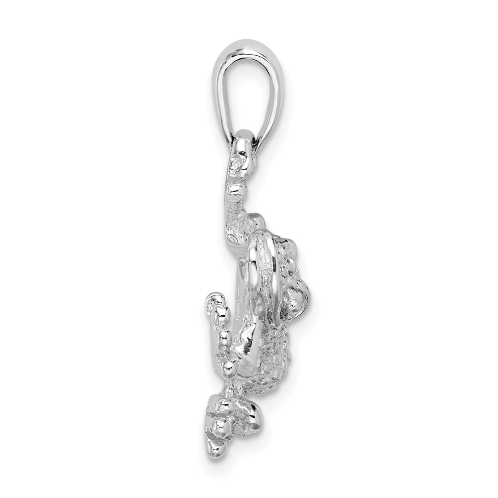Sterling Silver and Textured Frog Hanging by Leg Pendant