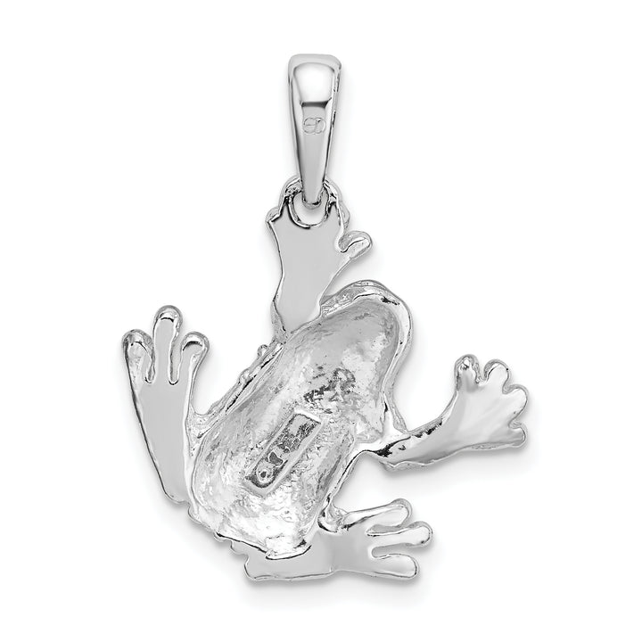 Sterling Silver and Textured Frog Hanging by Leg Pendant