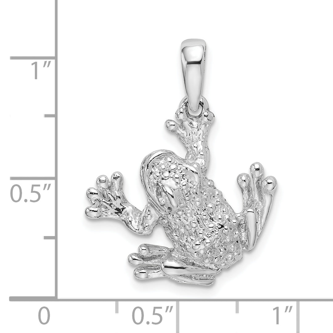 Sterling Silver and Textured Frog Hanging by Leg Pendant
