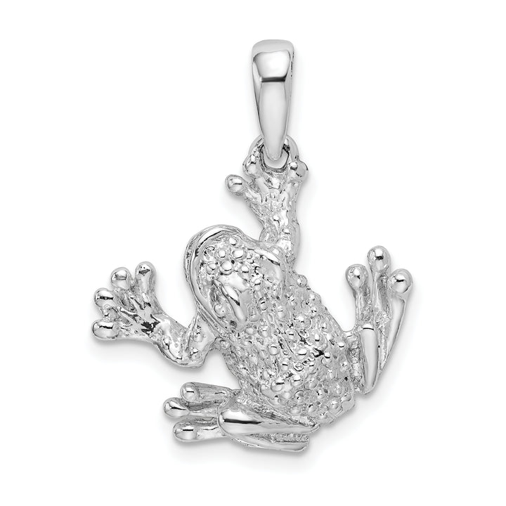 Sterling Silver and Textured Frog Hanging by Leg Pendant