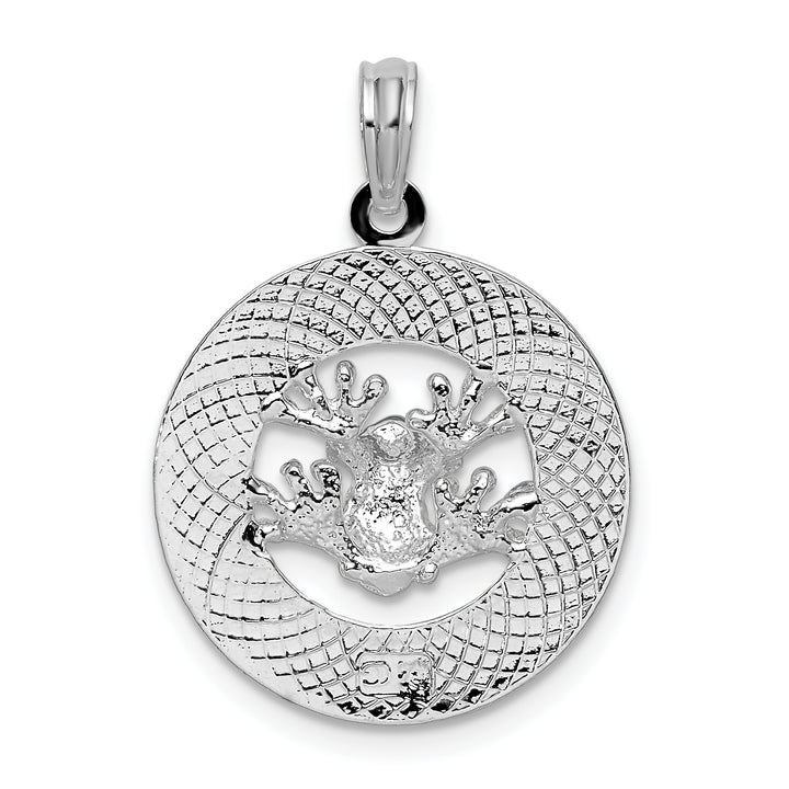 Sterling Silver Puerto Rico Circle Frog Pendant