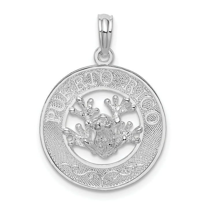 Sterling Silver Puerto Rico Circle Frog Pendant