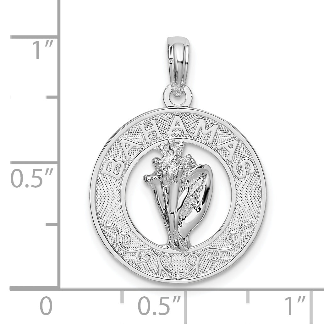 Sterling Silver Bahamas Circle with Shell Pendant